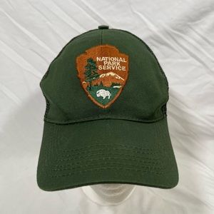 Vintage Authentic National Park Service Snapback Hat Green Mesh Made USA